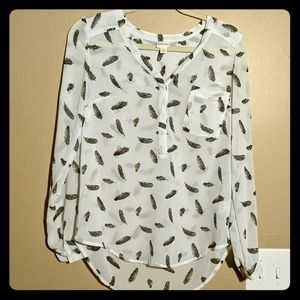 Sheer White and Black Blouse